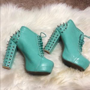 Teal spiked boot